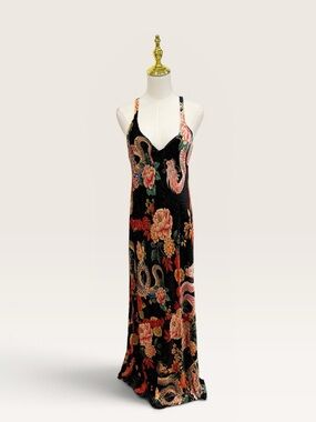 Johnny Was Small Kanako-Levi Bias Cut Burnout Maxi Dress NWT $400 Dragon, Floral